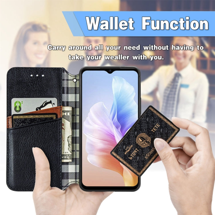 For DOOGEE X98 Pro / X98 Cubic Grid Pressed Magnetic Leather Phone Case(Bule) - Doogee Cases by PMC TechLife | Online Shopping South Africa | PMC TechLife | Buy Now Pay Later Mobicred