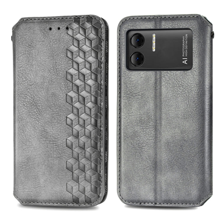 For DOOGEE X98 Pro / X98 Cubic Grid Pressed Magnetic Leather Phone Case(Grey) - free shipping - PMC TechLife - Order now!