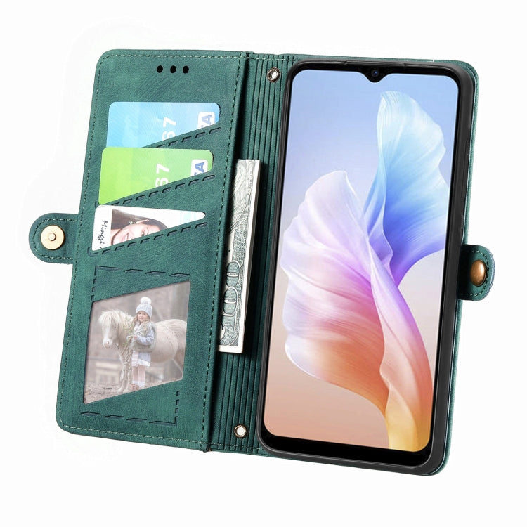 For DOOGEE X98 Pro / X98 Geometric Zipper Wallet Side Buckle Leather Phone Case(Green) - Doogee Cases by PMC TechLife | Online Shopping South Africa | PMC TechLife | Buy Now Pay Later Mobicred