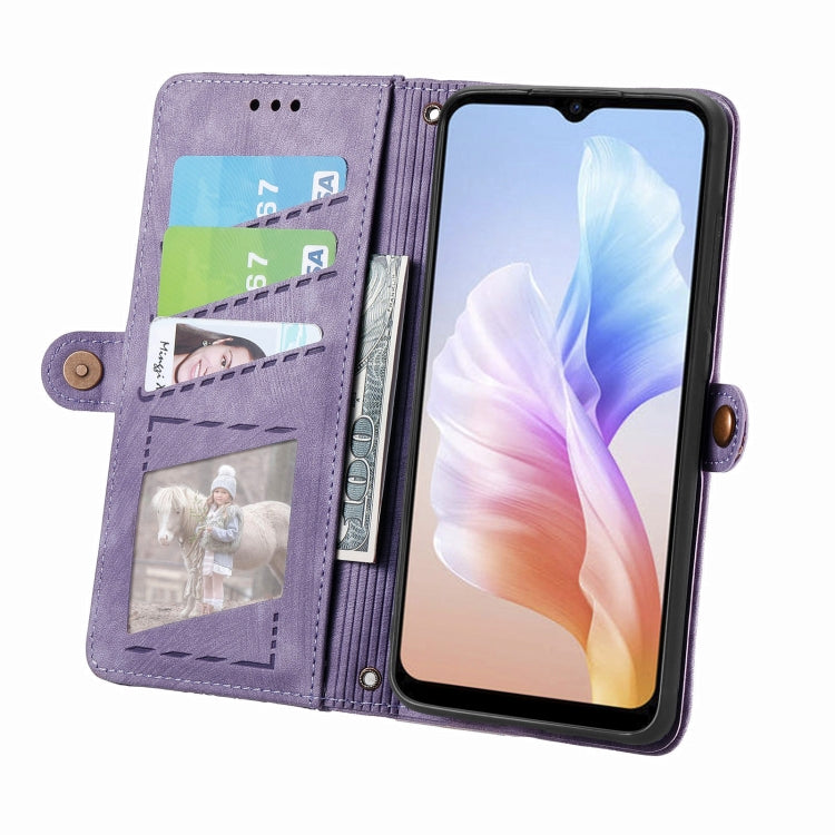 For DOOGEE X98 Pro / X98 Geometric Zipper Wallet Side Buckle Leather Phone Case(Purple) - Doogee Cases by PMC TechLife | Online Shopping South Africa | PMC TechLife | Buy Now Pay Later Mobicred