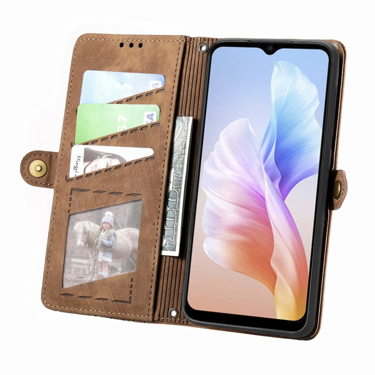 For DOOGEE X98 Pro / X98 Geometric Zipper Wallet Side Buckle Leather Phone Case(Brown) - Doogee Cases by PMC TechLife | Online Shopping South Africa | PMC TechLife | Buy Now Pay Later Mobicred