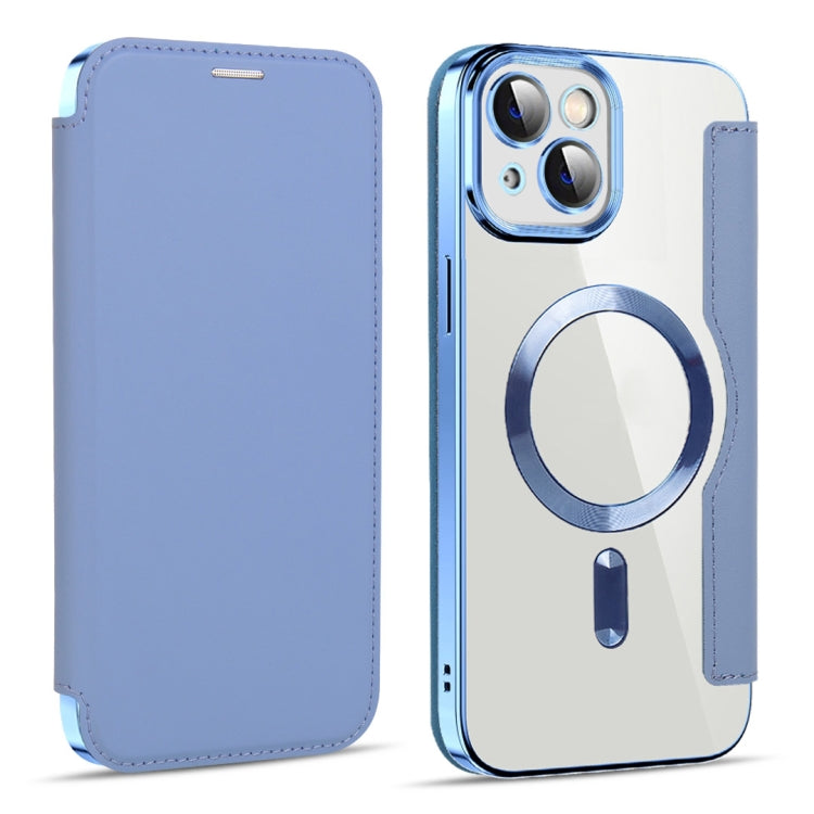 For iPhone 15 Shield MagSafe RFID Anti-theft Leather Phone Case(Blue) - iPhone 15 Cases by PMC TechLife | Online Shopping South Africa | PMC TechLife | Buy Now Pay Later Mobicred