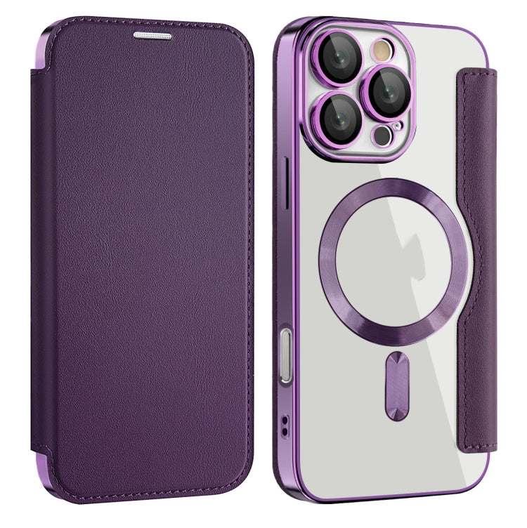 For iPhone 16 Pro Magnetic MagSafe RFID Anti-theft Leather Phone Case(Purple) - iPhone 16 Pro Cases by PMC TechLife | Online Shopping South Africa | PMC TechLife | Buy Now Pay Later Mobicred