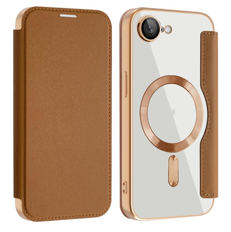 For iPhone 16e Shield MagSafe RFID Anti-theft Leather Phone Case(Brown) - iPhone 16e Cases by PMC TechLife | Online Shopping South Africa | PMC TechLife | Buy Now Pay Later Mobicred