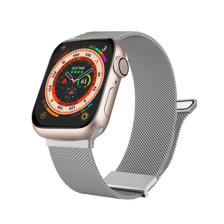 For  Apple Watch 7 45mm Milan Double Magnetic Steel Mesh Watch Band(Silver) - free shipping - PMC TechLife - Order now!