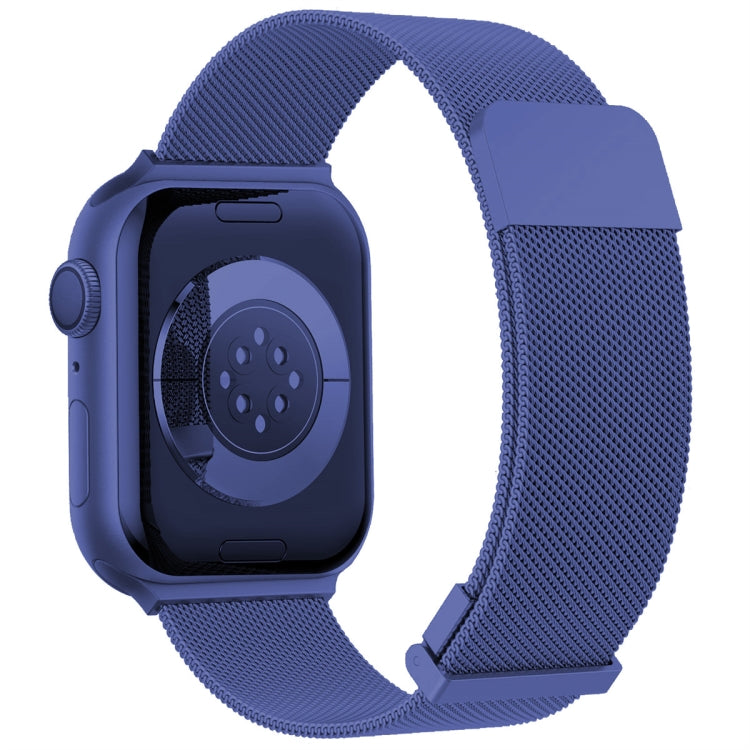 For  Apple Watch 7 45mm Milan Double Magnetic Steel Mesh Watch Band(Blue) - free shipping - PMC TechLife - Order now!