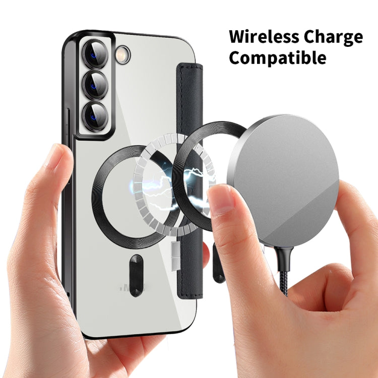 For Samsung Galaxy S23 Ultra 5G Shield Magsafe RFID Anti-theft Rhombus Leather Phone Case(Black) - Galaxy S23 Ultra 5G Cases by PMC TechLife | Online Shopping South Africa | PMC TechLife