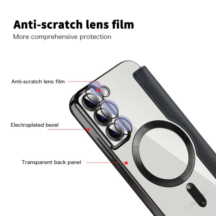 For Samsung Galaxy S23 Ultra 5G Shield Magsafe RFID Anti-theft Rhombus Leather Phone Case(Black) - Galaxy S23 Ultra 5G Cases by PMC TechLife | Online Shopping South Africa | PMC TechLife