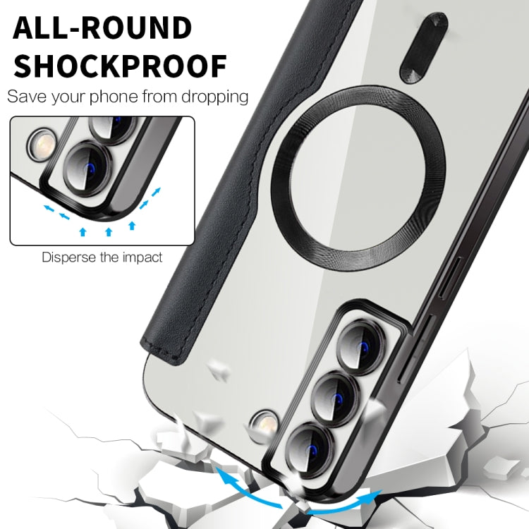 For Samsung Galaxy S23 Ultra 5G Shield Magsafe RFID Anti-theft Rhombus Leather Phone Case(Black) - Galaxy S23 Ultra 5G Cases by PMC TechLife | Online Shopping South Africa | PMC TechLife