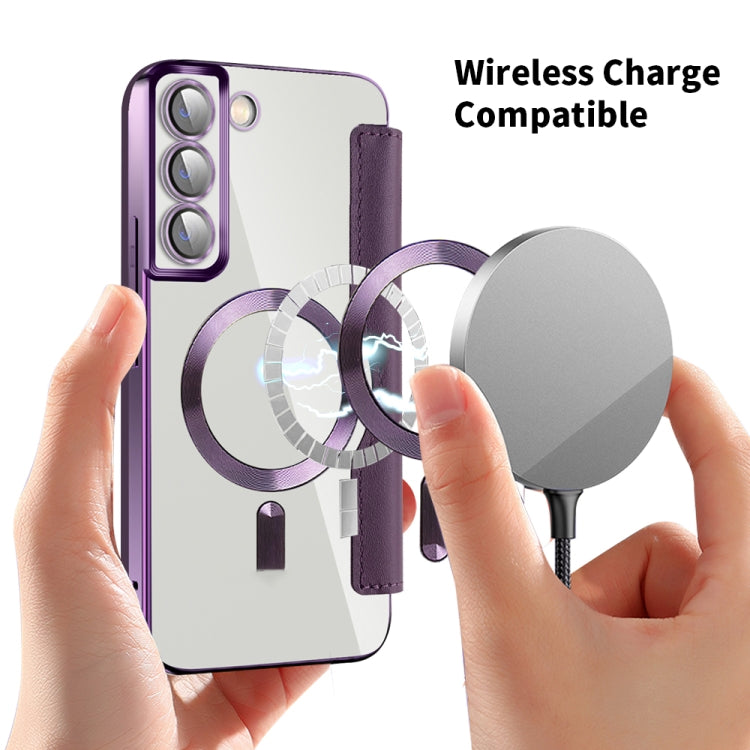 For Samsung Galaxy S23 Ultra 5G Shield Magsafe RFID Anti-theft Rhombus Leather Phone Case(Purple) - Galaxy S23 Ultra 5G Cases by PMC TechLife | Online Shopping South Africa | PMC TechLife