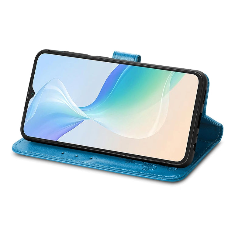 For Blackview Oscal C30 Pro Four-leaf Clasp Embossed Buckle Leather Phone Case(Blue) - More Brand by PMC TechLife | Online Shopping South Africa | PMC TechLife