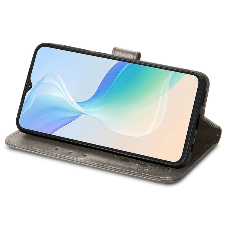 For Blackview Oscal C30 Pro Four-leaf Clasp Embossed Buckle Leather Phone Case(Gray) - More Brand by PMC TechLife | Online Shopping South Africa | PMC TechLife