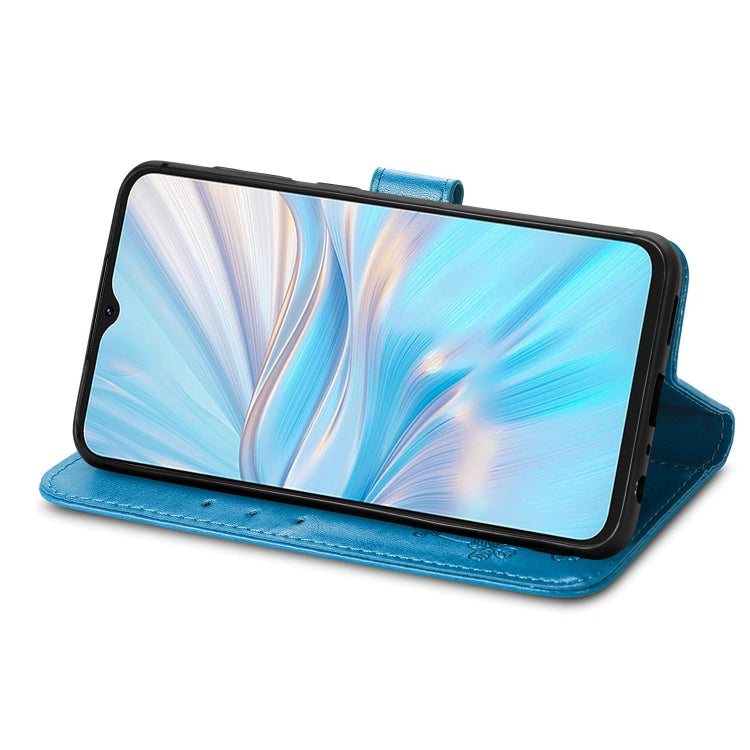 For Blackview Oscal C70 Four-leaf Clasp Embossed Buckle Leather Phone Case(Blue) - More Brand by PMC TechLife | Online Shopping South Africa | PMC TechLife