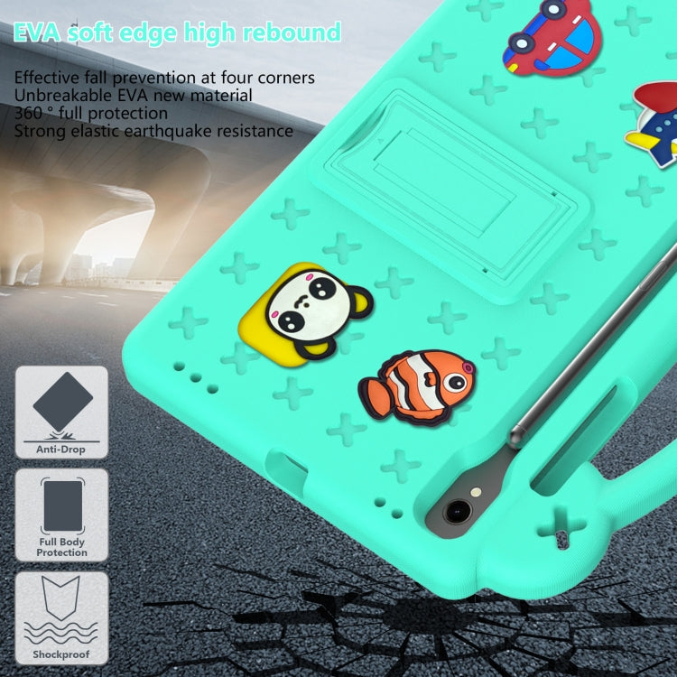 For Samsung Galaxy Tab S9 FE / X510N Handle Kickstand Children EVA Shockproof Tablet Case(Mint Green) - Galaxy Tab S9 FE by PMC TechLife | Online Shopping South Africa | PMC TechLife