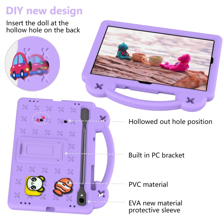 For Samsung Galaxy Tab S9 FE / X510N Handle Kickstand Children EVA Shockproof Tablet Case(Light Purple) - Galaxy Tab S9 FE by PMC TechLife | Online Shopping South Africa | PMC TechLife