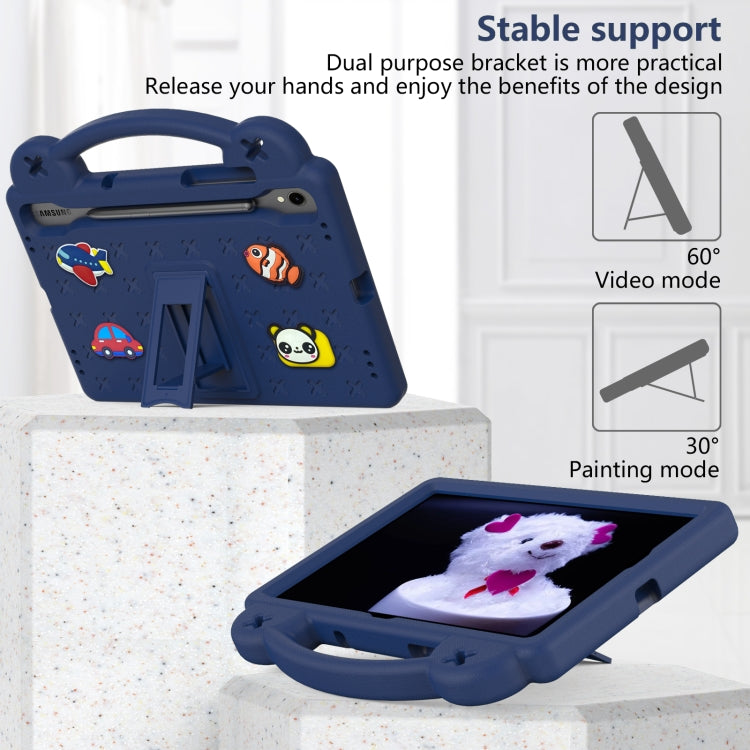 For Samsung Galaxy Tab S9 FE / X510N Handle Kickstand Children EVA Shockproof Tablet Case(Navy Blue) - Galaxy Tab S9 FE by PMC TechLife | Online Shopping South Africa | PMC TechLife