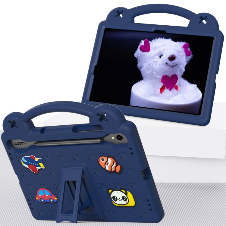 For Samsung Galaxy Tab S9 FE / X510N Handle Kickstand Children EVA Shockproof Tablet Case(Navy Blue) - Galaxy Tab S9 FE by PMC TechLife | Online Shopping South Africa | PMC TechLife