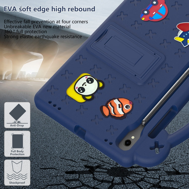 For Samsung Galaxy Tab S9 FE / X510N Handle Kickstand Children EVA Shockproof Tablet Case(Navy Blue) - Galaxy Tab S9 FE by PMC TechLife | Online Shopping South Africa | PMC TechLife