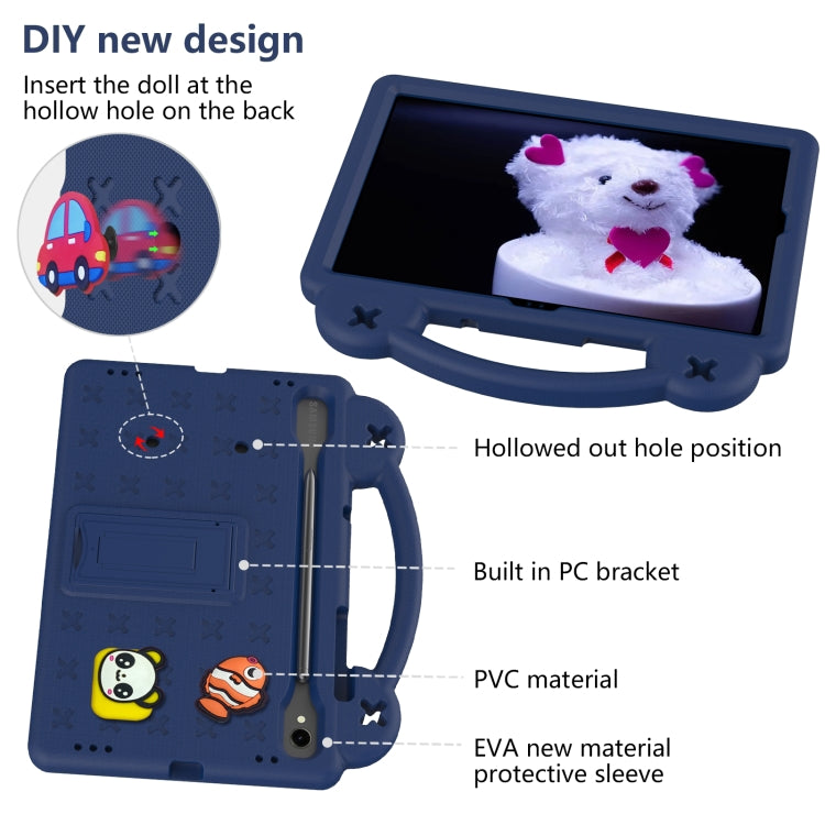 For Samsung Galaxy Tab S9 FE / X510N Handle Kickstand Children EVA Shockproof Tablet Case(Navy Blue) - Galaxy Tab S9 FE by PMC TechLife | Online Shopping South Africa | PMC TechLife