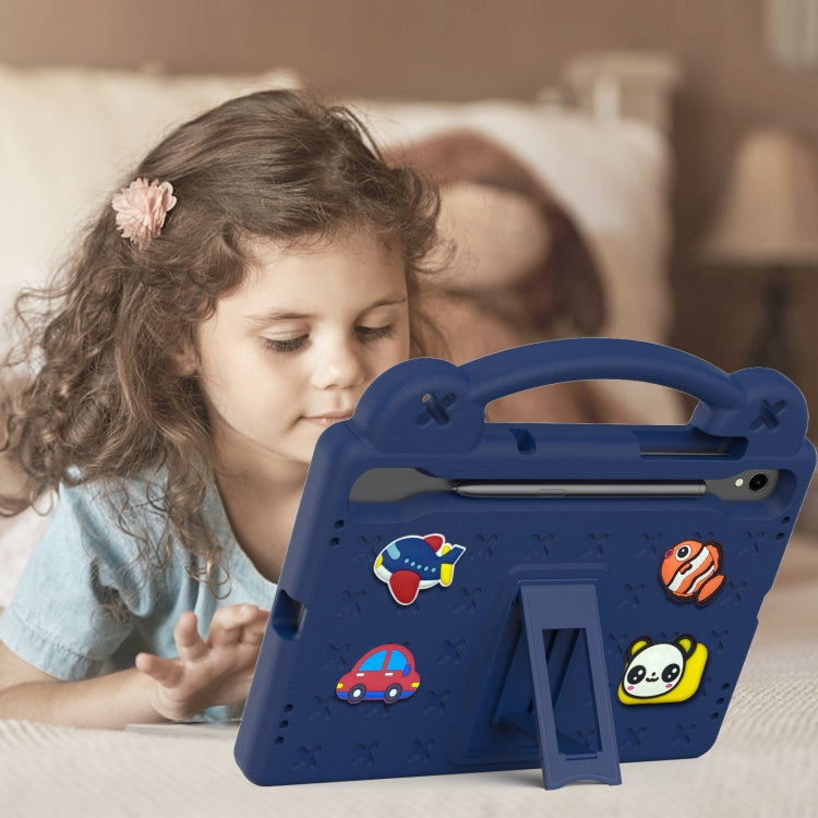For Samsung Galaxy Tab S9 FE / X510N Handle Kickstand Children EVA Shockproof Tablet Case(Navy Blue) - Galaxy Tab S9 FE by PMC TechLife | Online Shopping South Africa | PMC TechLife
