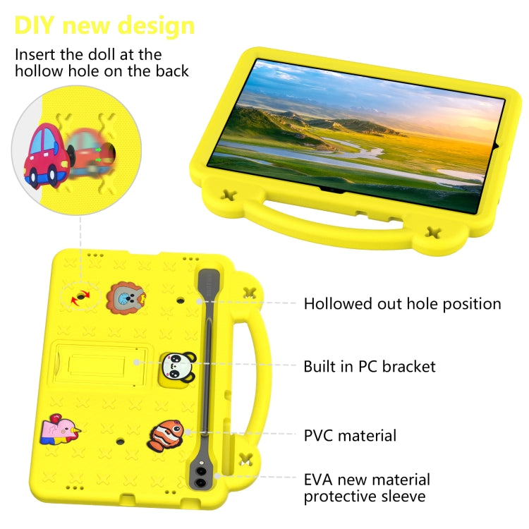 For Samsung Galaxy Tab S9 FE+ 12.4 X610N Handle Kickstand Children EVA Shockproof Tablet Case(Yellow) - Galaxy Tab S9 FE+ by PMC TechLife | Online Shopping South Africa | PMC TechLife
