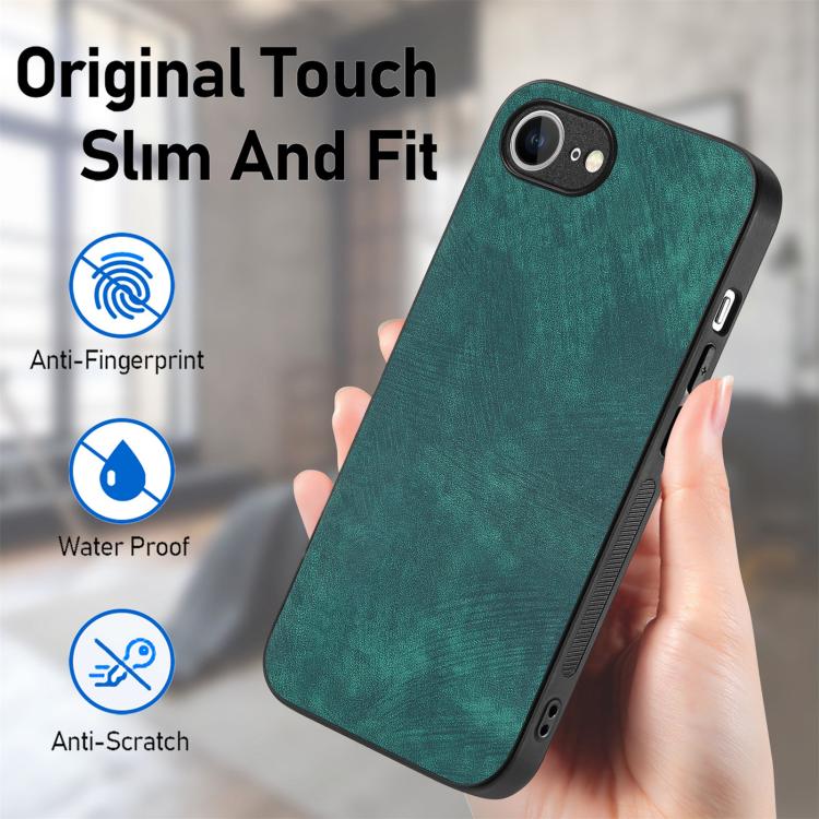 For iPhone 16e Vintage Leather PC Back Cover Phone Case(Green) - iPhone 16e Cases by PMC TechLife | Online Shopping South Africa | PMC TechLife | Buy Now Pay Later Mobicred