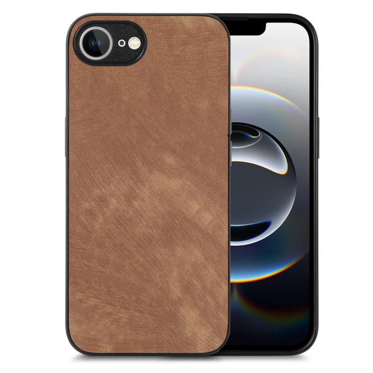 For iPhone 16e Vintage Leather PC Back Cover Phone Case(Brown) - iPhone 16e Cases by PMC TechLife | Online Shopping South Africa | PMC TechLife | Buy Now Pay Later Mobicred