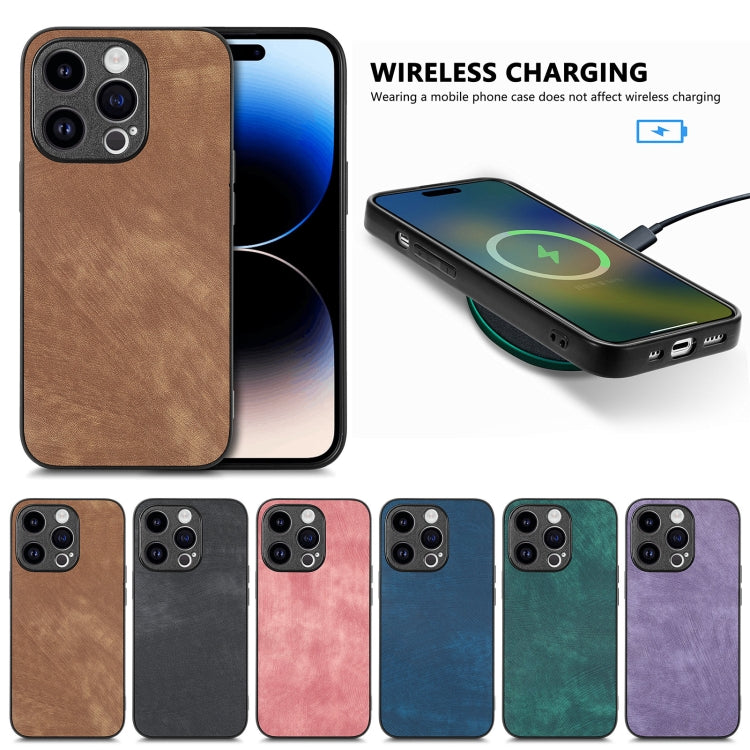 For iPhone 16e Vintage Leather PC Back Cover Phone Case(Black) - iPhone 16e Cases by PMC TechLife | Online Shopping South Africa | PMC TechLife | Buy Now Pay Later Mobicred