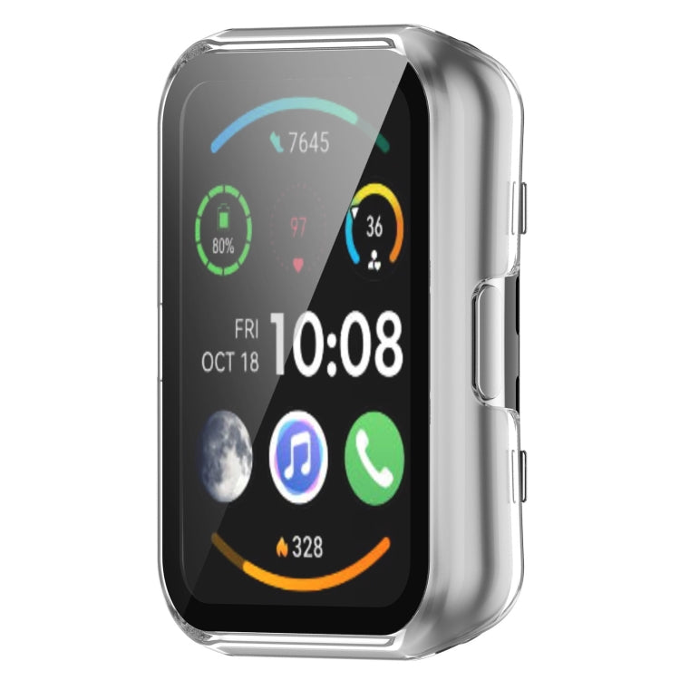 For Huawei Watch Fit PC + 9H Tempered Film Integrated Watch Protective Case(Transparent) - Watch Cases by PMC TechLife | Online Shopping South Africa | PMC TechLife | Buy Now Pay Later Mobicred