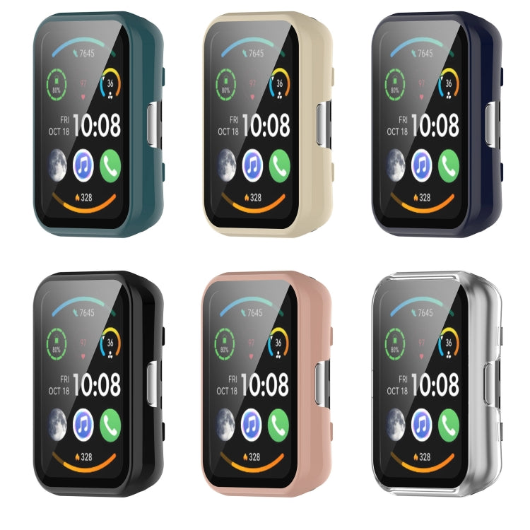 For Huawei Watch Fit PC + 9H Tempered Film Integrated Watch Protective Case(Transparent) - Watch Cases by PMC TechLife | Online Shopping South Africa | PMC TechLife | Buy Now Pay Later Mobicred