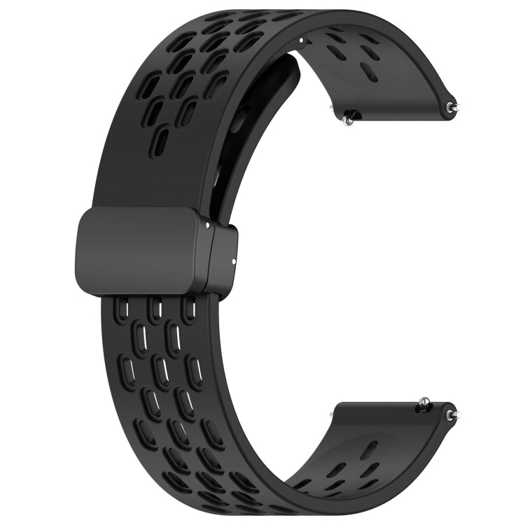 For Garmin Vivomove Sport 20mm Folding Magnetic Clasp Silicone Watch Band(Black) - Watch Bands by PMC TechLife | Online Shopping South Africa | PMC TechLife
