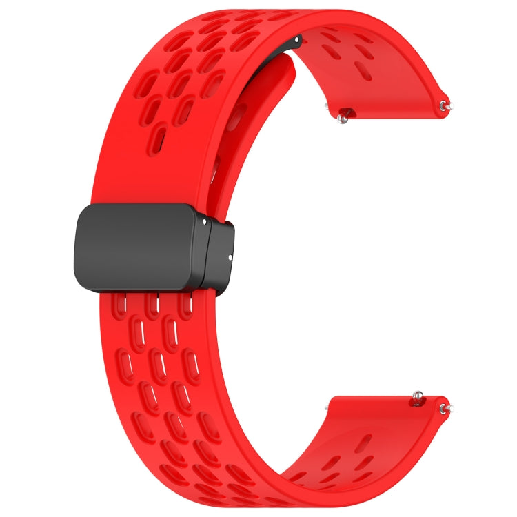 For Garmin Forerunner 55 20mm Folding Magnetic Clasp Silicone Watch Band(Red) - Watch Bands by PMC TechLife | Online Shopping South Africa | PMC TechLife