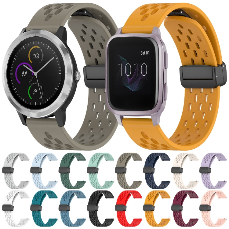 For Garmin Vivomove Sport 20mm Folding Magnetic Clasp Silicone Watch Band(Black) - Watch Bands by PMC TechLife | Online Shopping South Africa | PMC TechLife