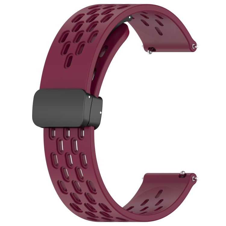 For Samsung  Galaxy Watch 4 Classic 46mm 20mm Folding Magnetic Clasp Silicone Watch Band(Wine Red) - Watch Bands by PMC TechLife | Online Shopping South Africa | PMC TechLife