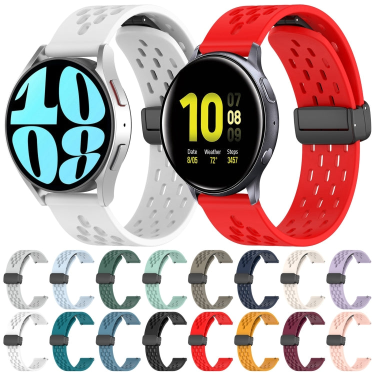 For Samsung  Galaxy Watch 4 Classic 46mm 20mm Folding Magnetic Clasp Silicone Watch Band(Wine Red) - Watch Bands by PMC TechLife | Online Shopping South Africa | PMC TechLife