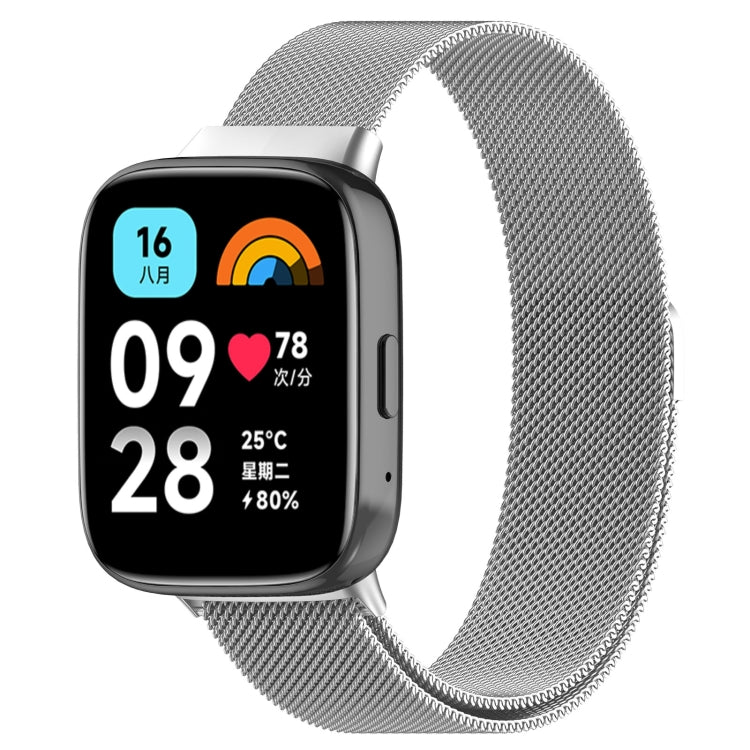 For Redmi Watch 3 Active Milan Magnetic Steel Mesh Watch Band(Silver) - Watch Bands by PMC TechLife | Online Shopping South Africa | PMC TechLife