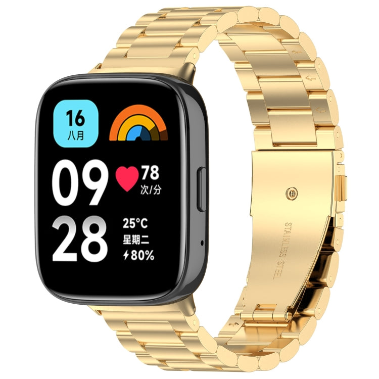 For Redmi Watch 3 Lite Three Bead Stainless Steel Metal Watch Band(Gold) - free shipping - PMC TechLife - Order now!