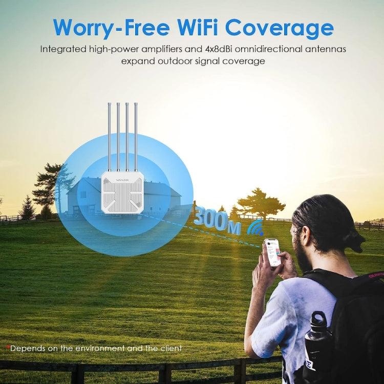 WAVLINK WN573HX1 WiFi 6 AX1800 IP67 Waterproof Outdoor Dual Band Wireless WiFi Routers, Plug:US Plug - free shipping - PMC TechLife - Order now!