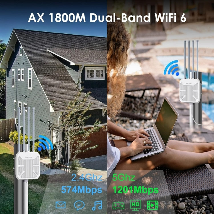WAVLINK WN573HX1 WiFi 6 AX1800 IP67 Waterproof Outdoor Dual Band Wireless WiFi Routers, Plug:EU Plug - free shipping - PMC TechLife - Order now!