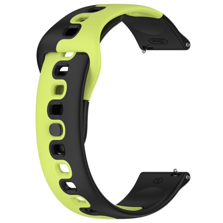 For Garmin Forerunner 265 22mm Double Color Silicone Watch Band(Black+Green) - Watch Bands by PMC TechLife | Online Shopping South Africa | PMC TechLife | Buy Now Pay Later Mobicred