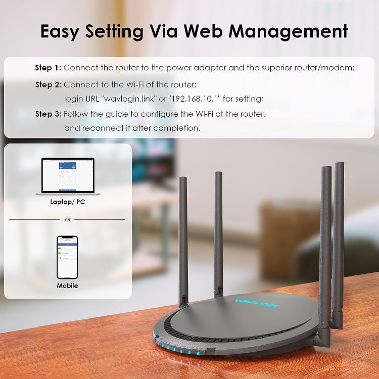 WAVLINK WN531P3 WAN / LAN Port Signal Booster Wireless Repeater AC1200 Wireless Routers, Plug:US Plug - Wireless Routers by PMC Jewellery | Online Shopping South Africa | PMC Jewellery | Buy Now Pay Later Mobicred