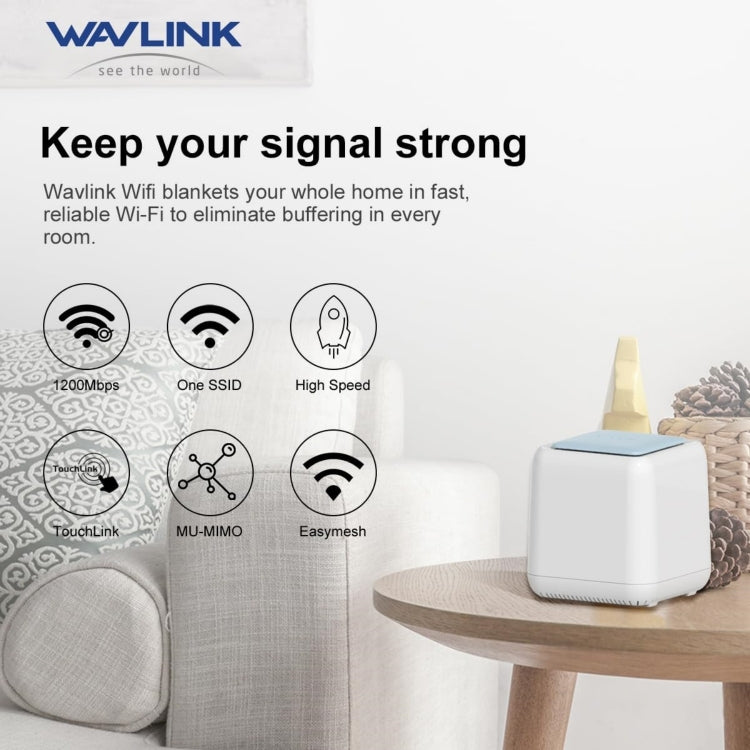 WAVLINK WN535M2 For Home Office 2pcs Mesh Wireless Router AC1200 Dual Band WiFi Signal Booster, Plug:AU Plug - free shipping - PMC Jewellery - Order now!