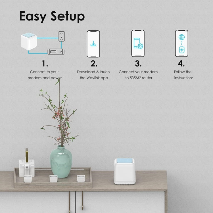 WAVLINK WN535M2 For Home Office 2pcs Mesh Wireless Router AC1200 Dual Band WiFi Signal Booster, Plug:AU Plug - free shipping - PMC Jewellery - Order now!