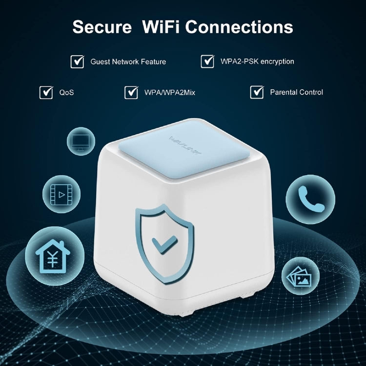 WAVLINK WN535M2 For Home Office 2pcs Mesh Wireless Router AC1200 Dual Band WiFi Signal Booster, Plug:US Plug - free shipping - PMC Jewellery - Order now!