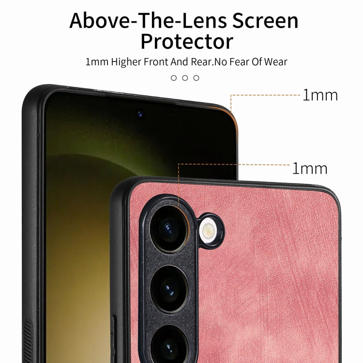 For Samsung Galaxy S21 FE 5G Vintage Leather PC Back Cover Phone Case(Pink) - Galaxy Phone Cases by PMC TechLife | Online Shopping South Africa | PMC TechLife