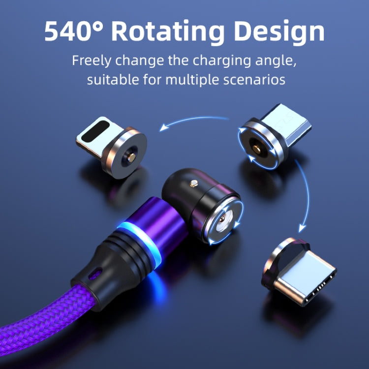 ENKAY 3 in 1 2.4A USB to Type-C / 8 Pin / Micro USB Magnetic 540 Degrees Rotating Charging Cable, Length:2m(Purplele) - free shipping - PMC Jewellery - Order now!