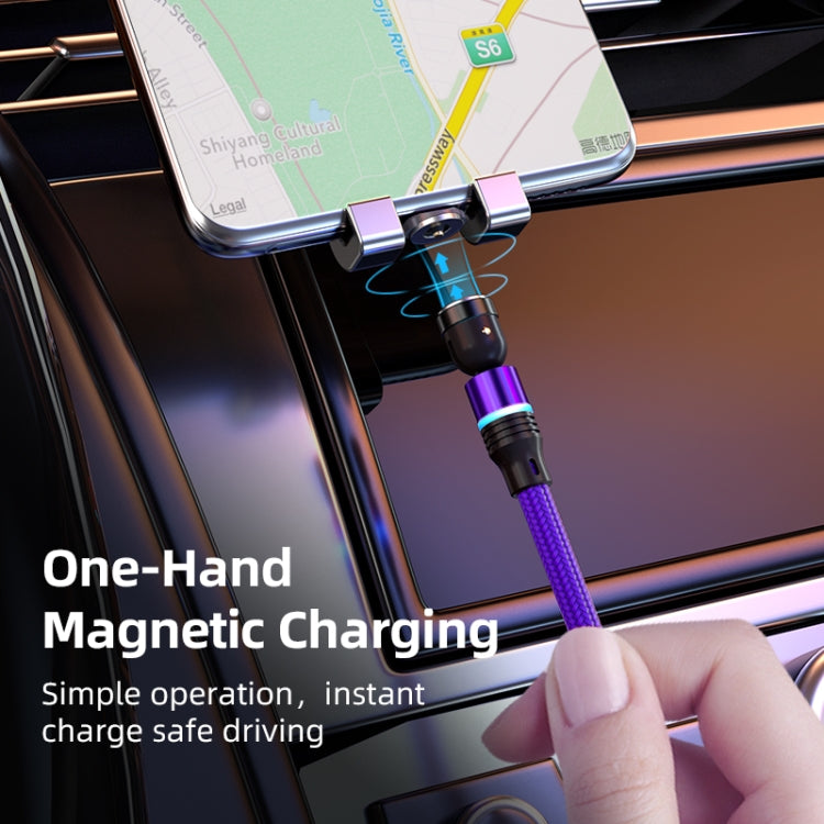 ENKAY 3 in 1 2.4A USB to Type-C / 8 Pin / Micro USB Magnetic 540 Degrees Rotating Charging Cable, Length:2m(Purplele) - free shipping - PMC Jewellery - Order now!