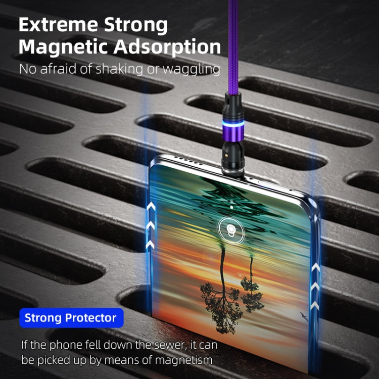 ENKAY 3 in 1 2.4A USB to Type-C / 8 Pin / Micro USB Magnetic 540 Degrees Rotating Charging Cable, Length:2m(Purplele) - free shipping - PMC Jewellery - Order now!