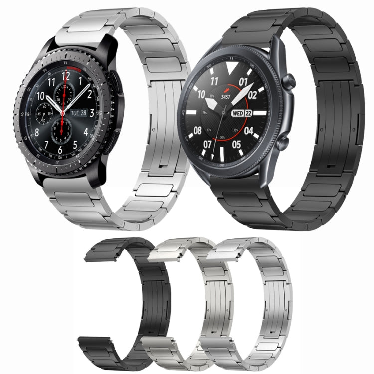 For Samsung Galaxy Watch3 45mm 22mm I-Shaped Titanium Alloy Watch Band(Black) - Watch Bands by PMC TechLife | Online Shopping South Africa | PMC TechLife