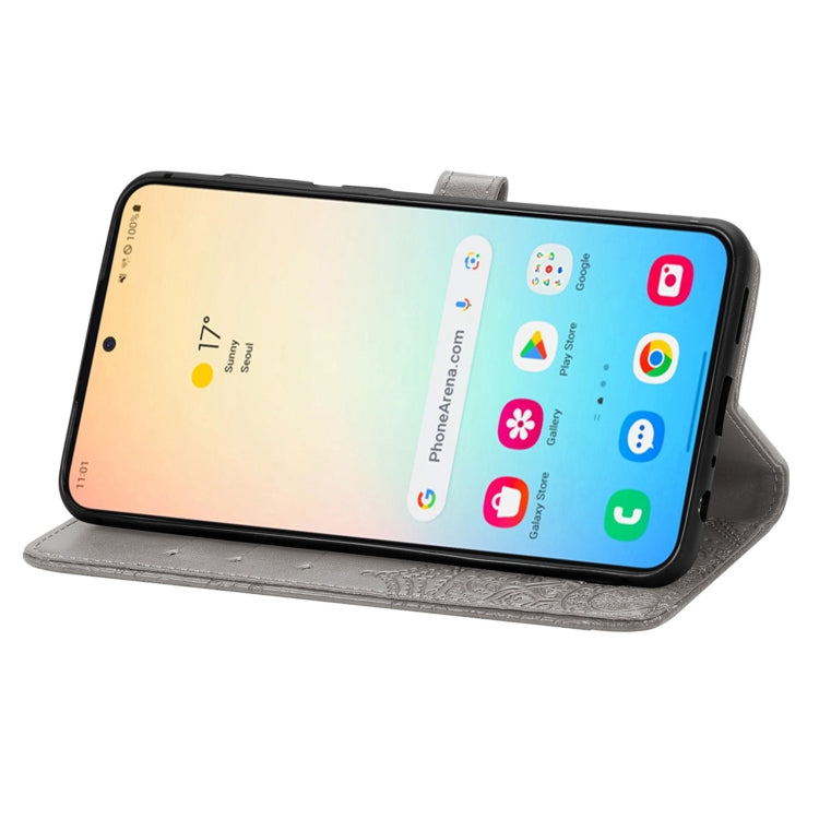 For Samsung Galaxy S25 5G Mandala Flower Embossed Leather Phone Case(Gray) - Galaxy S25 5G Cases by PMC Jewellery | Online Shopping South Africa | PMC Jewellery | Buy Now Pay Later Mobicred